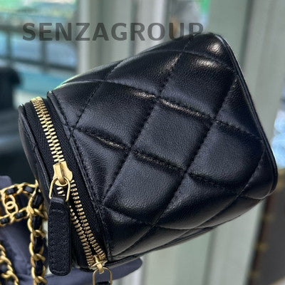 Chanel 24C Letter Handle Black Gold Lambskin Chain Shoulder Crossbody Bag