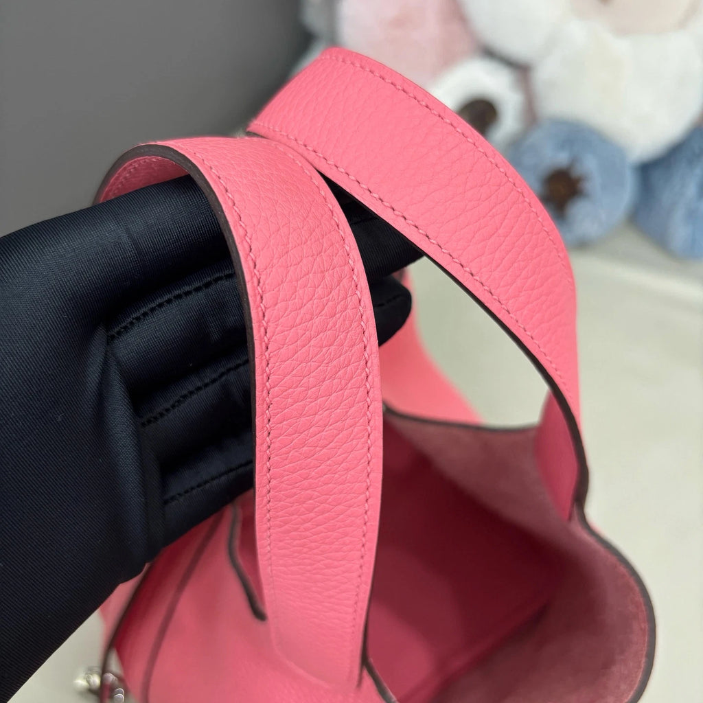 Hermes Picotin18 Top Handle Shoulder Bag Pink Silver Women Fashion Classic
