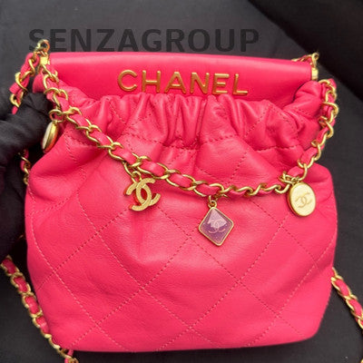 Chanel Lucky Charm Chain Crossbody Bag Red Gold Fashion Women