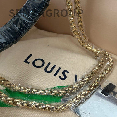 Louis Vuitton MM Black Lambskin Gold Buckle Chain Shoulder Handbag