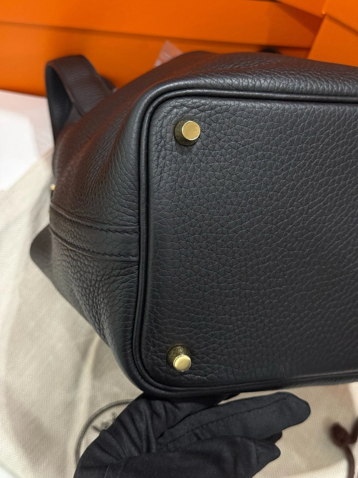 Hermes Picotin18 Black Gold Epsom Bucket Bag For Women