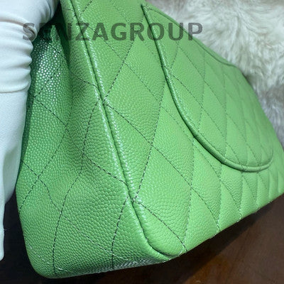 Chanel Classic Flap Medium Green Gold Hardware Quilted Shoulder Bag