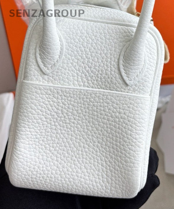 Hermes Lindy Mini Shoulder Bag White Gold Used Women Classic Designer