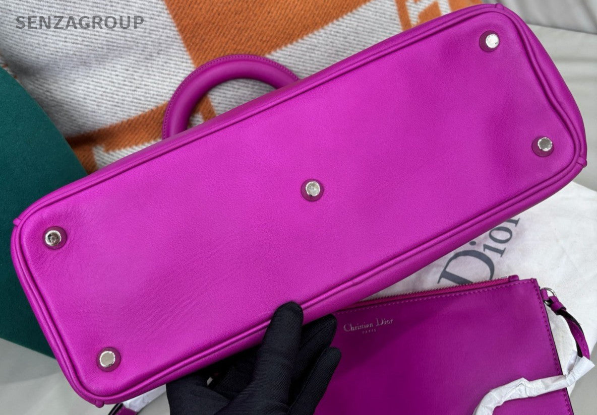 Christian Dior Diorissimo Vip MM Top Handle Bag Purple Silver Used Women Classic