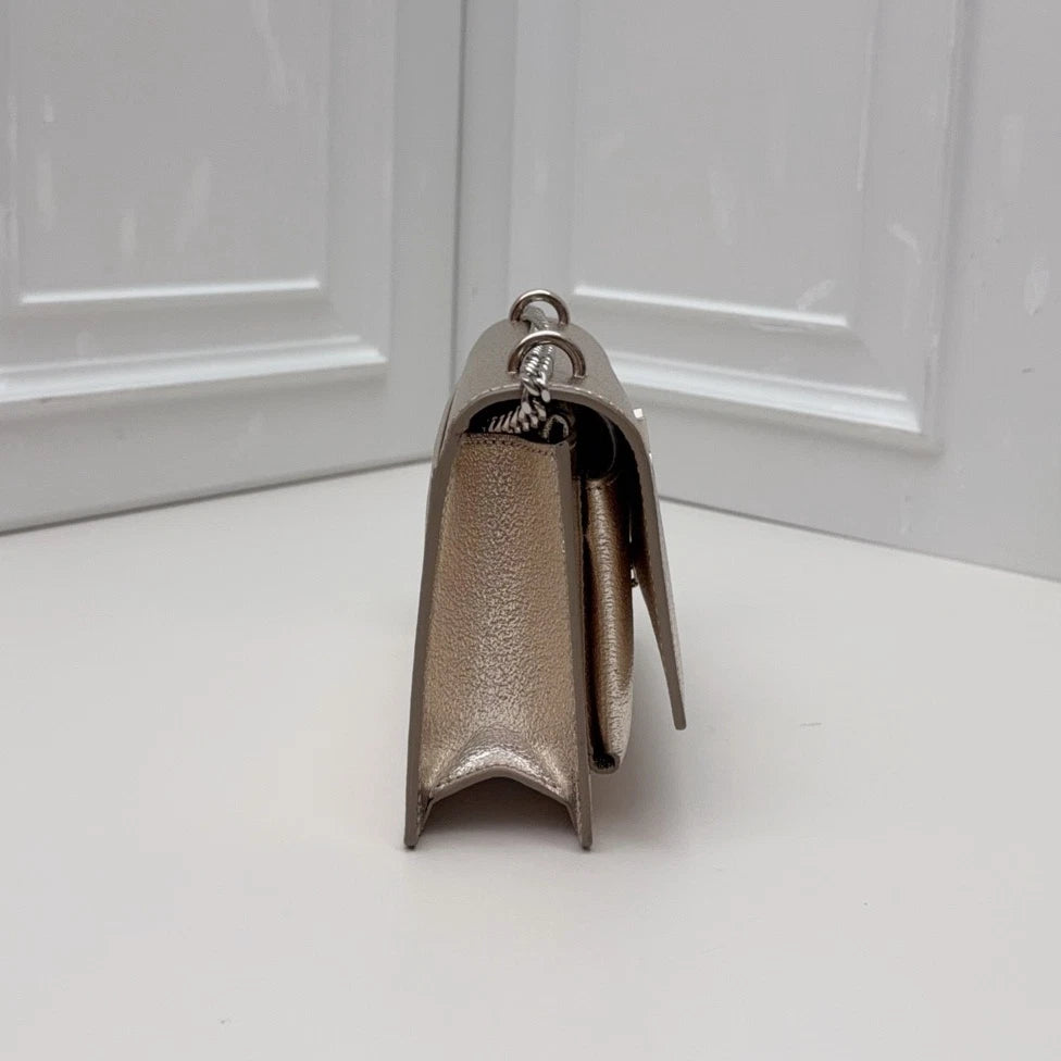 Saint Laurent Kate Chain Shoulder Crossbody Bag Silver Women Fashion