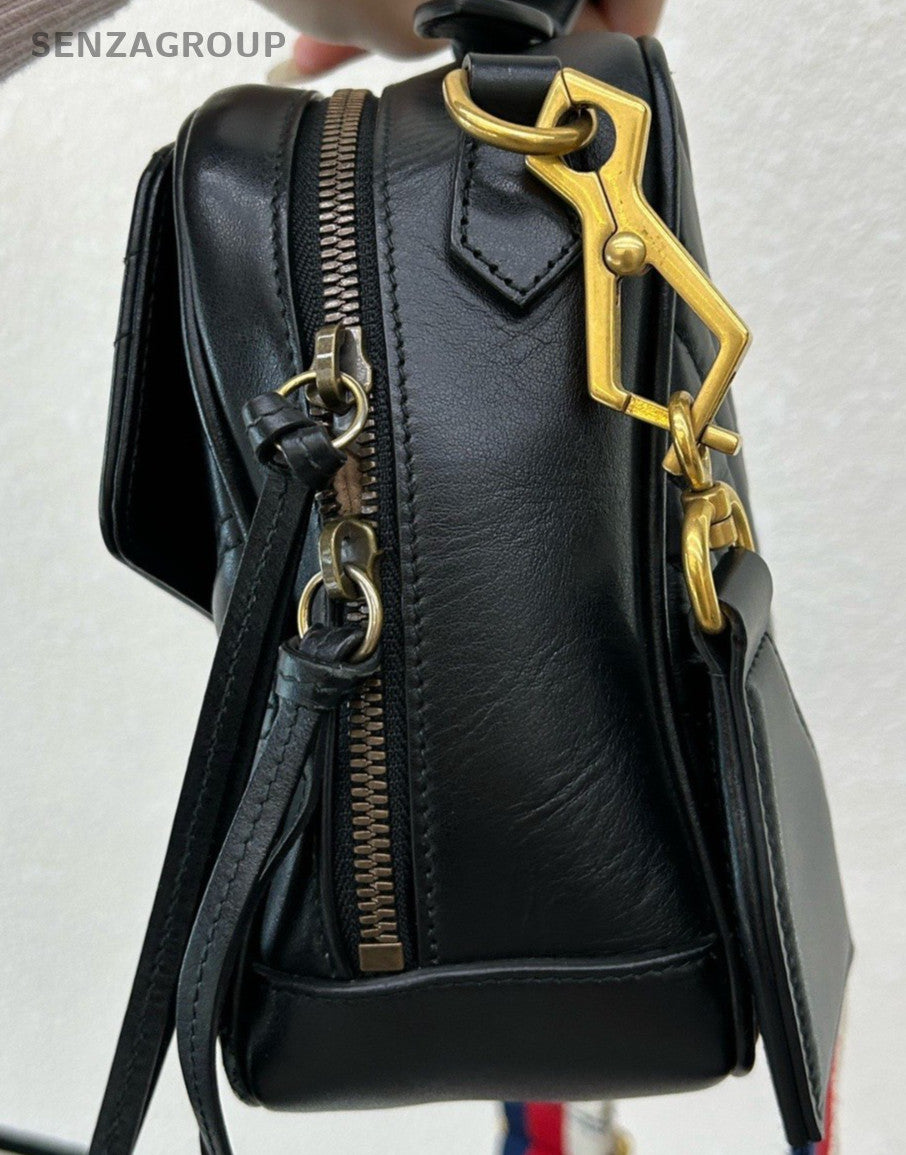 Gucci Marmont 2Way Shoulder Bag Crossbody Black Gold Women Classic