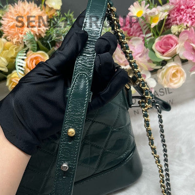 Chanel Black Gold Quilted Small Gabrielle Hobo Chain Shoulder Crossbody Bag