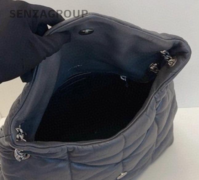Saint Laurent LouLou Purffer GM Chain Shoulder Bag Gray Silver Women Classic
