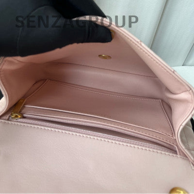 Chanel Classic Flap Pink Gold Double Chain Shoulder Bag Quilted Fashion