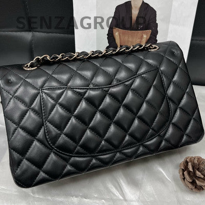 Chanel Classic Flap Medium Black Silver Lambskin Chain Shoulder Bag