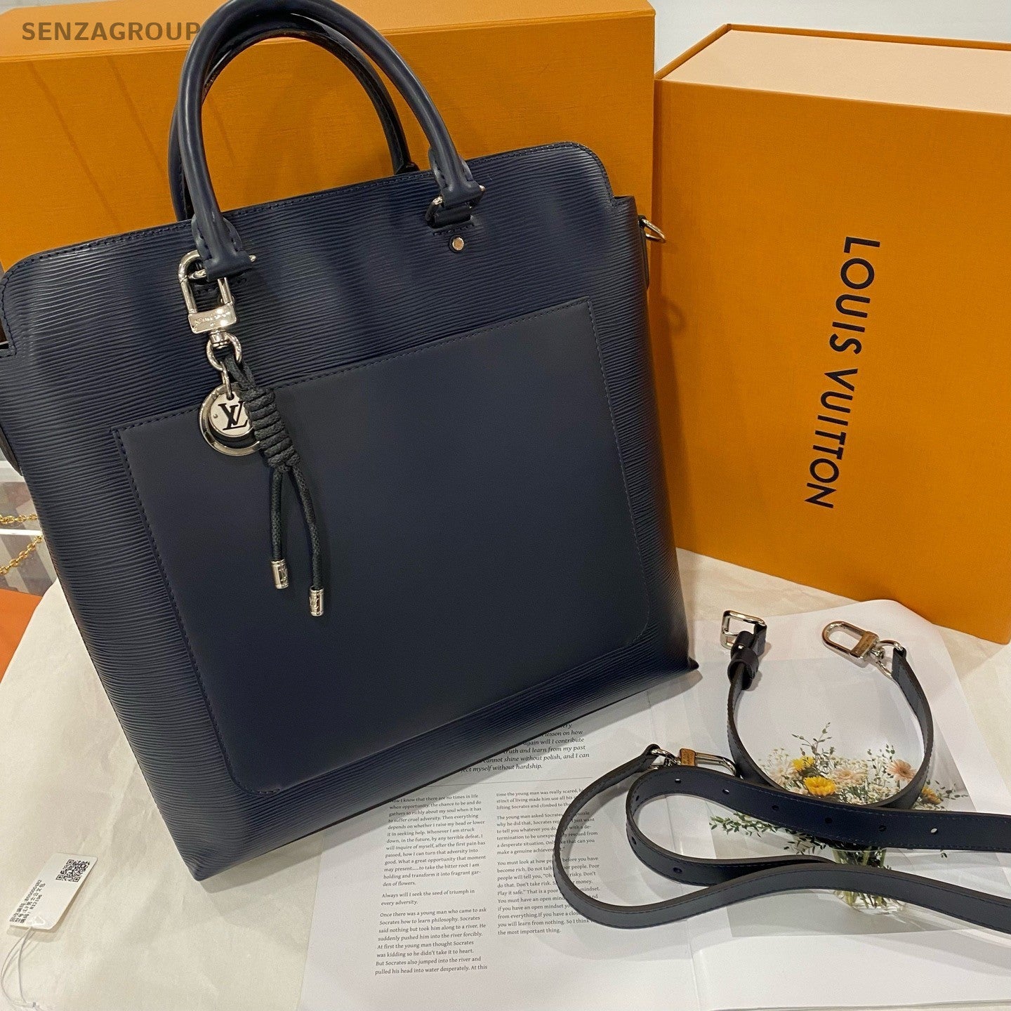 Louis Vuitton Briefcase Top Handle Dark blue 2way Shoulder Handbag