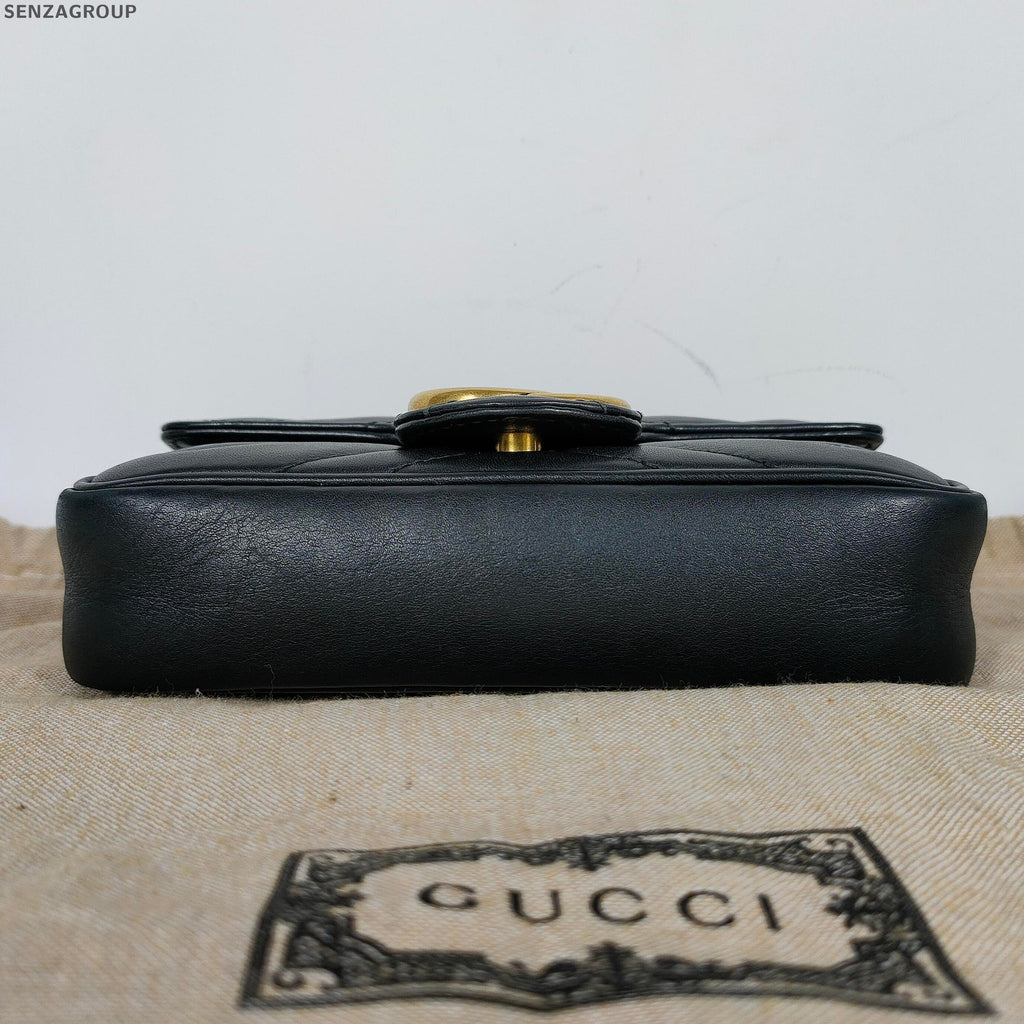 Gucci Marmont Mini Black Gold Chain Shoulder Crossbody Bag Women Classic