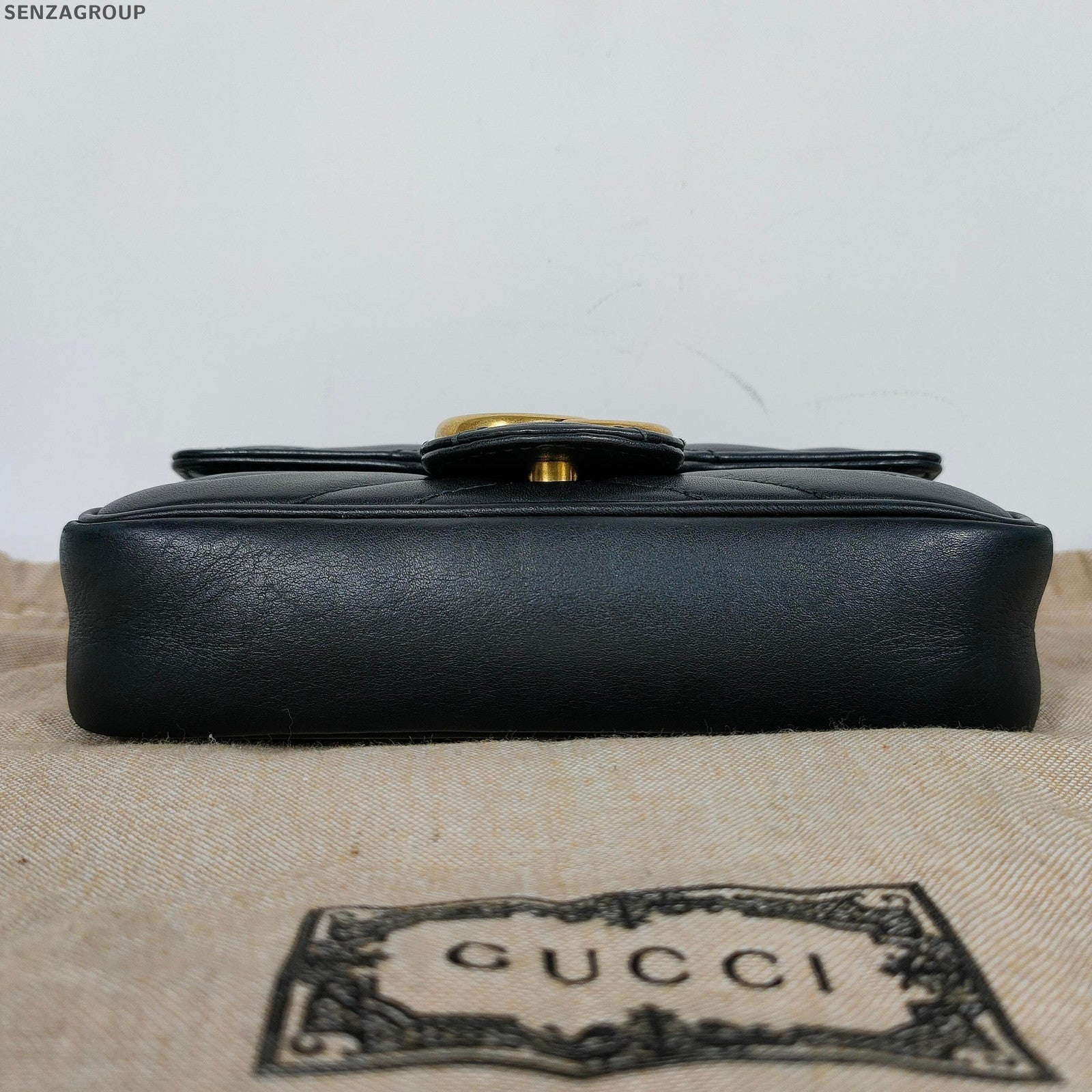 Gucci Marmont Mini Black Gold Chain Shoulder Crossbody Bag Women Classic
