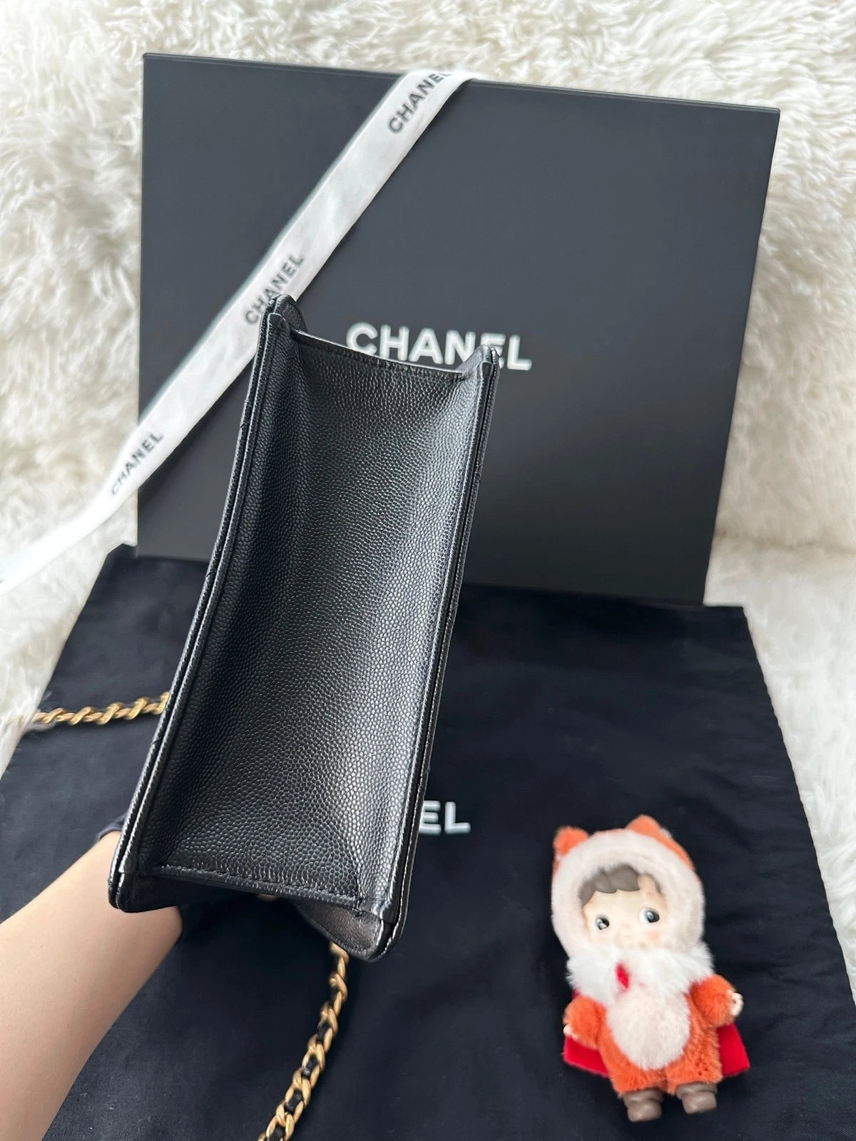 CHANEL Black Gold Leather Crossbody Bag For Women