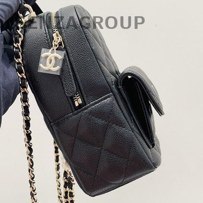 Chanel Black Caviar Mini Backpack Quilted Classic Chain Strap Women