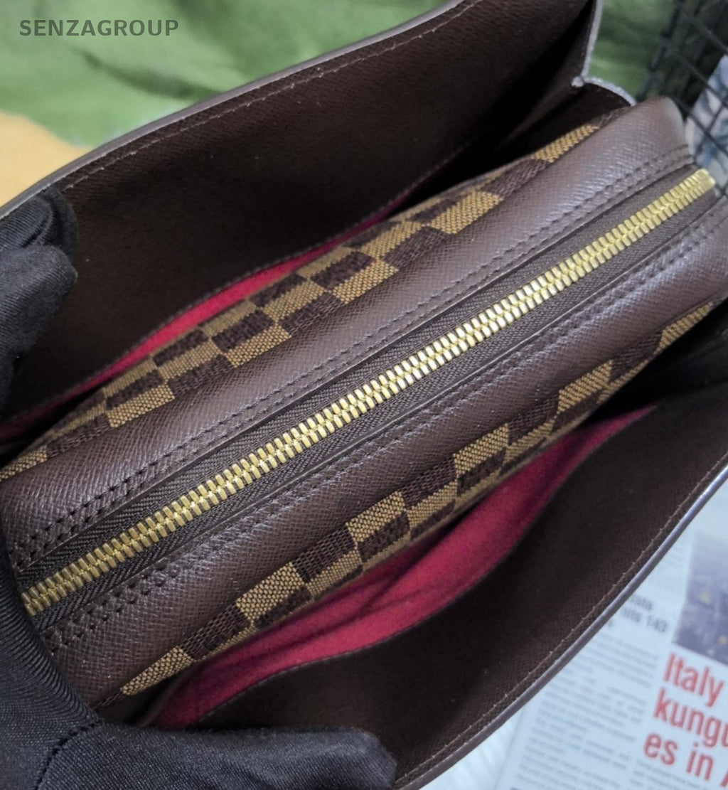 Louis Vuitton Damier Ebene Top Handle Shoulder Bag Brown