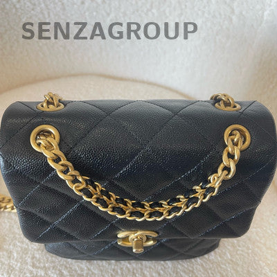 Chanel 22P Black Quilted Calfskin Backpack with Vintage Gold Hardware