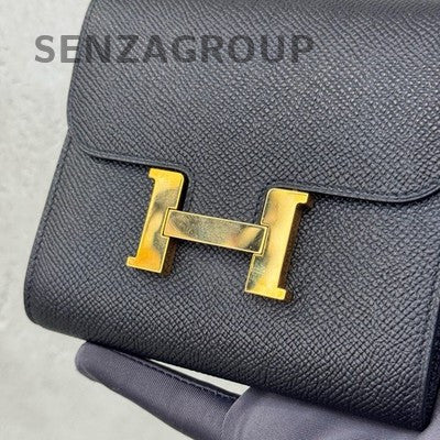 Hermès Constance Compact Wallet Black Gold D Stamp Women's Classic