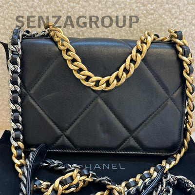 Chanel 19 WOC Black Gold Chain Shoulder Bag Classic Quilted Lambskin