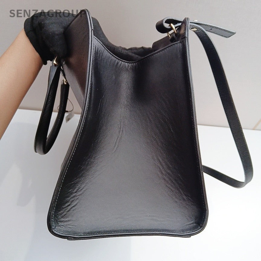 Saint Laurent Y Cabas 2Way Top Handle Bag Crossbody Black Gold Women Classic