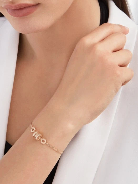 Excellent Bvlgari B.zero1 18K Rose Gold Spring Bracelet, Slim Version Size ML