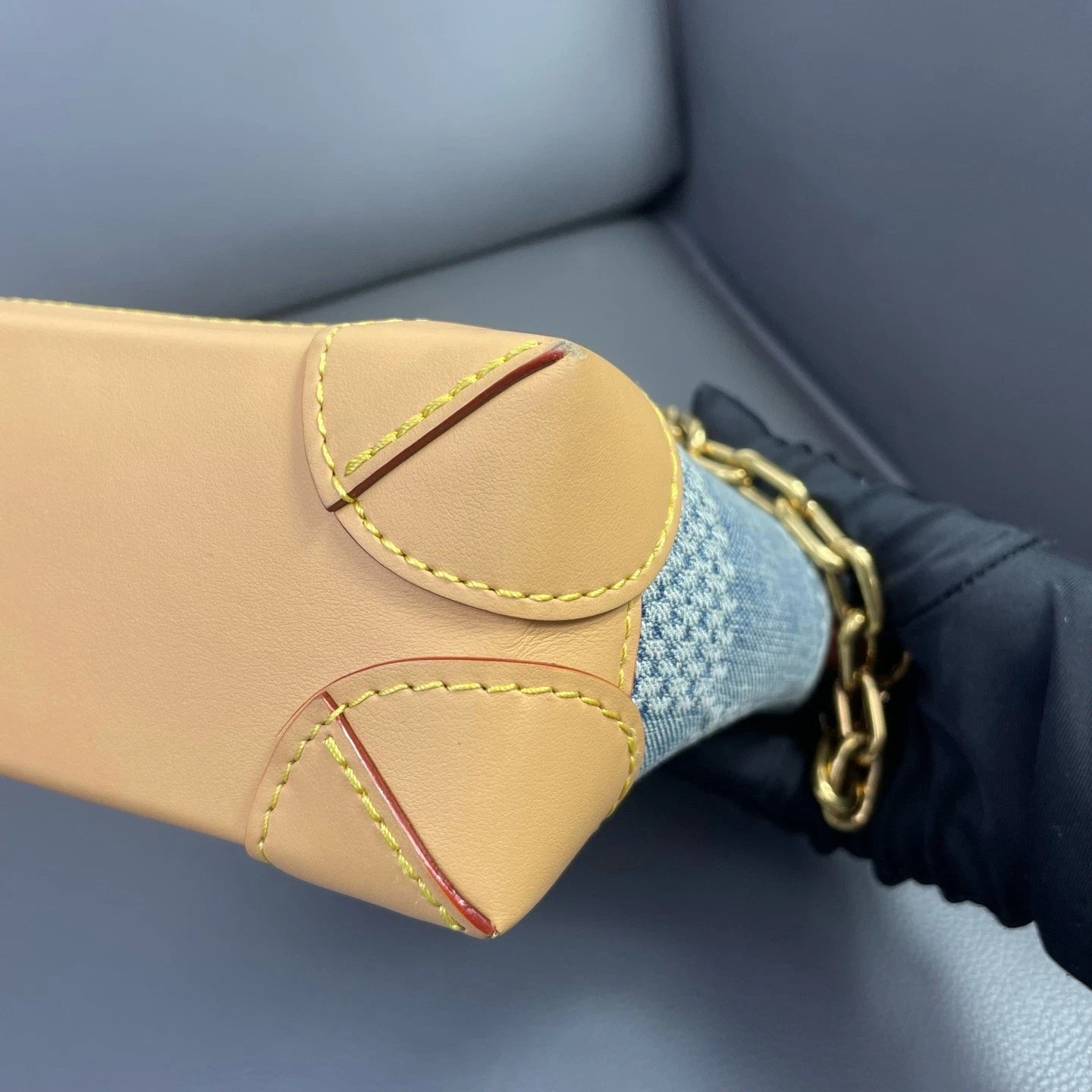 Louis Vuitton Nano Steamer Denim Checkered Crossbody Bag For Women