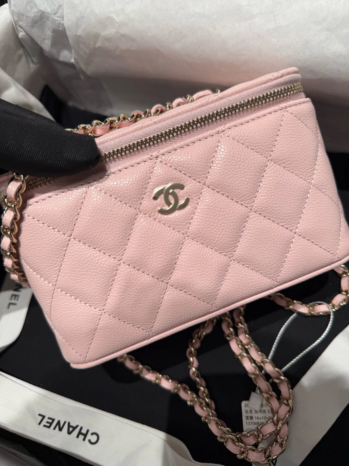 NEW CHANEL Sakura Pink Long Box Crossbody Bag For Women