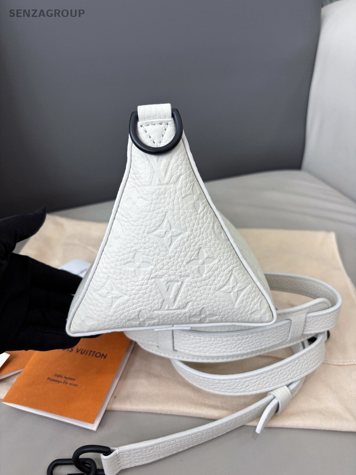 Louis Vuitton Triangle Monogram Empreinte Shoulder Handbag Crossbody White