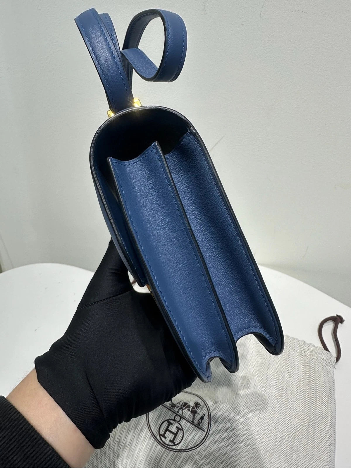 Hermes Constance 19 Agate Blue Swift Leather Gold Hardware Bag For Women
