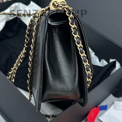 Chanel Black Quilted Calfskin Small Classic Flap Bag with Pearl Chain