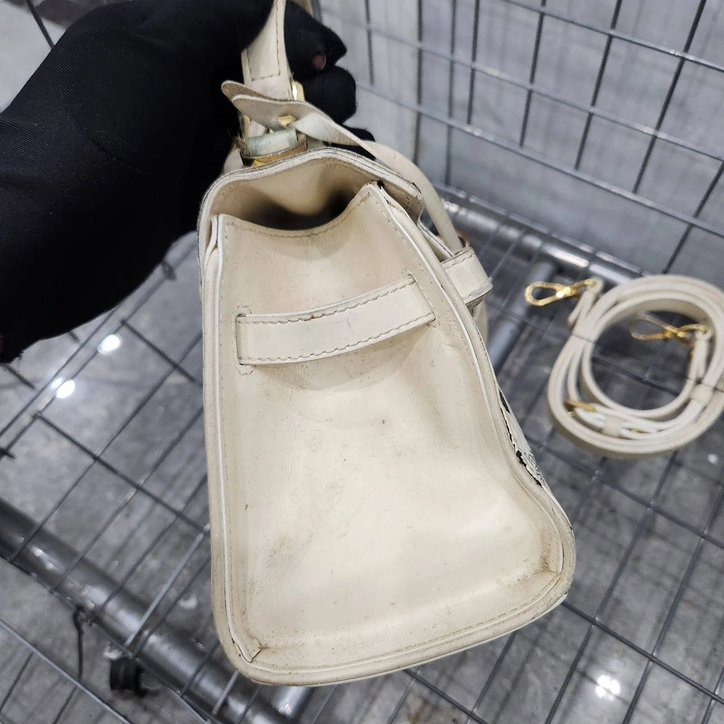 MCM White Monogram Mini Kelly Handbag Shoulder Crossbody Women
