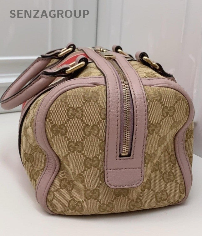 Gucci GG Supreme Leather Boston Pillow Bag Shoulder Crossbody Bag Women Pink