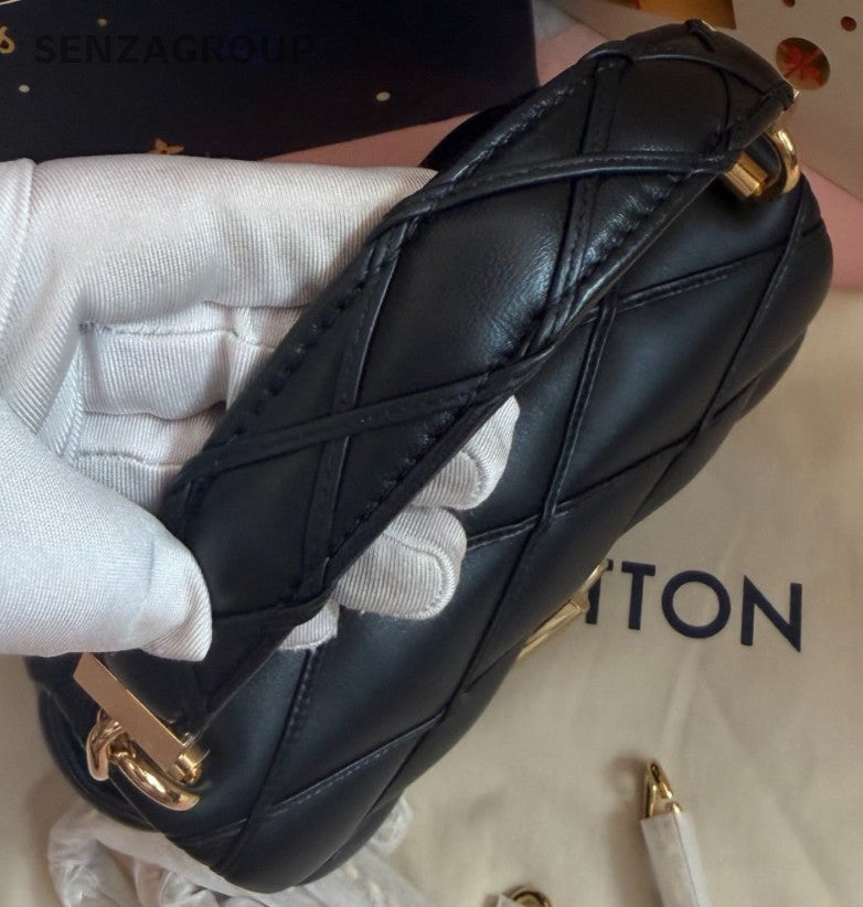 Louis Vuitton GO-14 MM Top Handle Bag Chain Crossbody Black Gold Women Classic