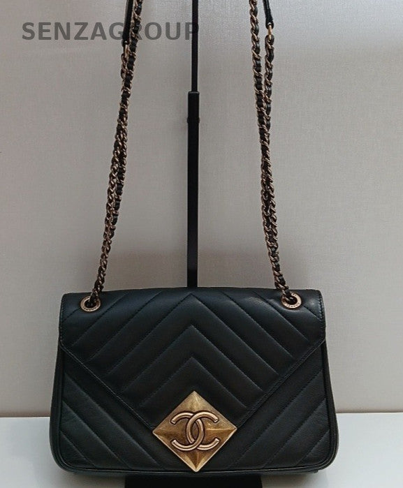 Chanel Chain 2Way Crossbody Shoulder Bag Black Gold Red Women Classic