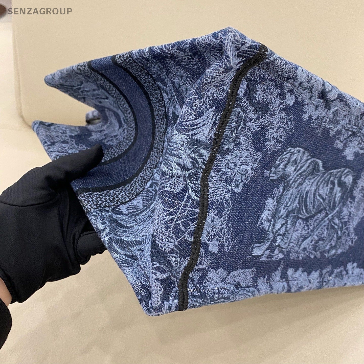 Christian Dior Book Tote MM Handbag Blue Used Women Classic