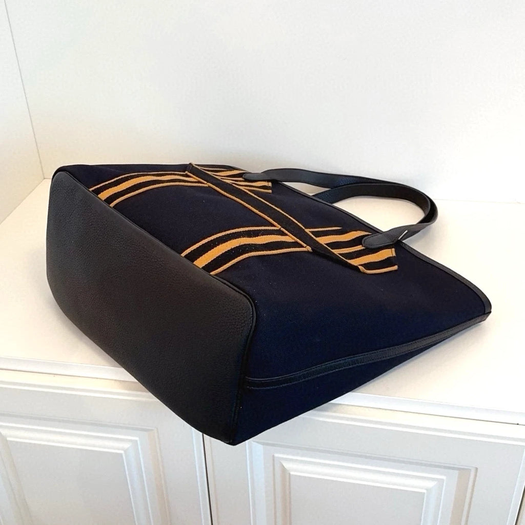 Hermes Cabas Pursangle GM Tote Top Handle Shoulder Bag Black Unisex Adults