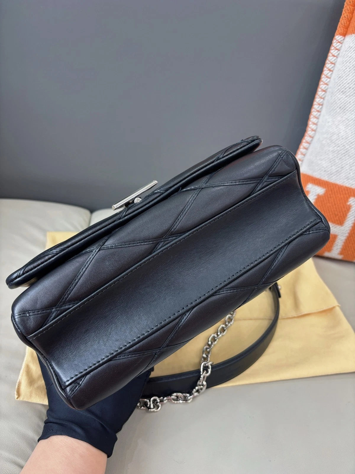 Louis Vuitton GO-14 Chain Bag Shoulder Bag Black Quilted Full Calfskin