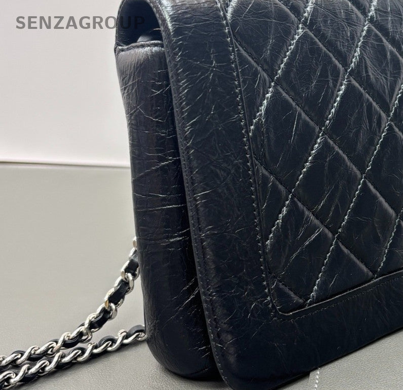 Chanel Classic Flap Woc Calfskin Chain Shoulder Bag Black Silver Women Designer