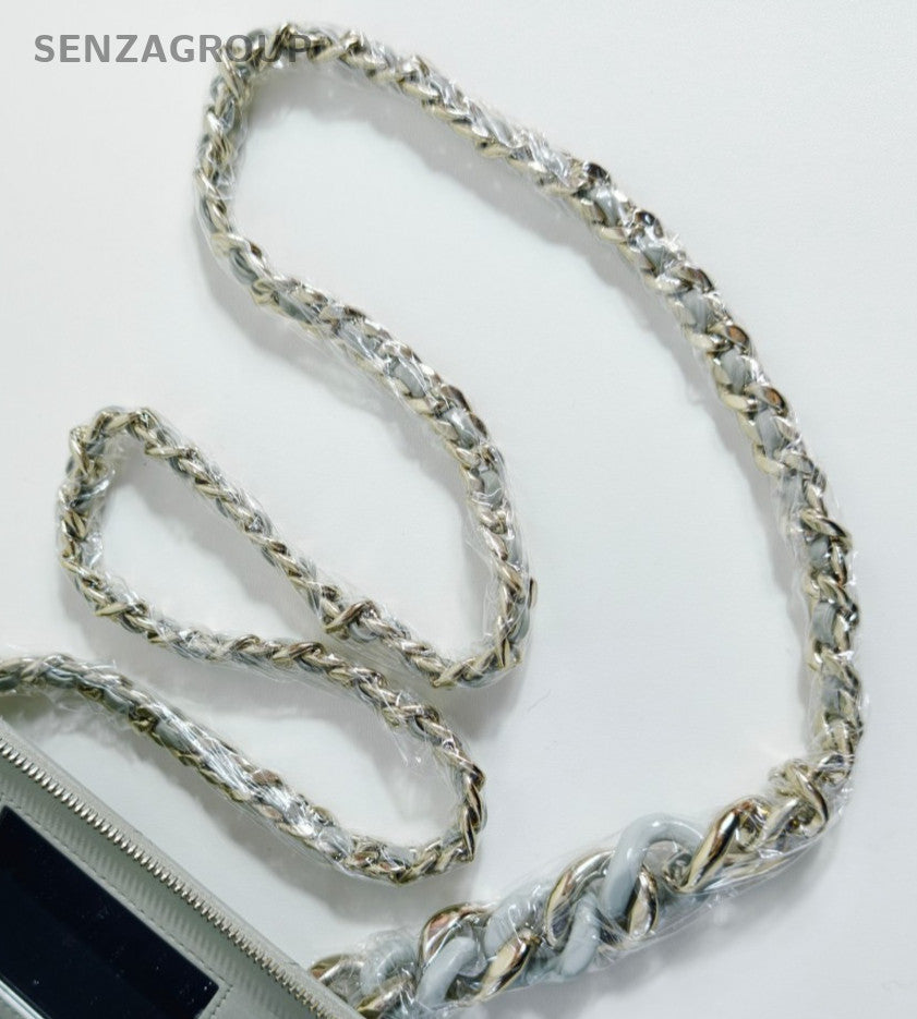 Chanel Diamond Pattern Chain Shoulder Bag Crossbody White Gold Used Women
