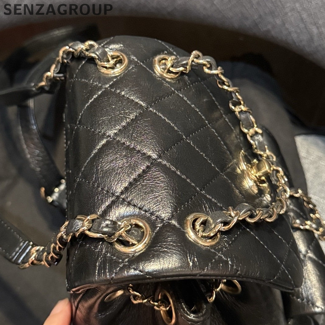 Chanel Black Calfskin Duma Backpack Small Quilted Classic Women's Bag