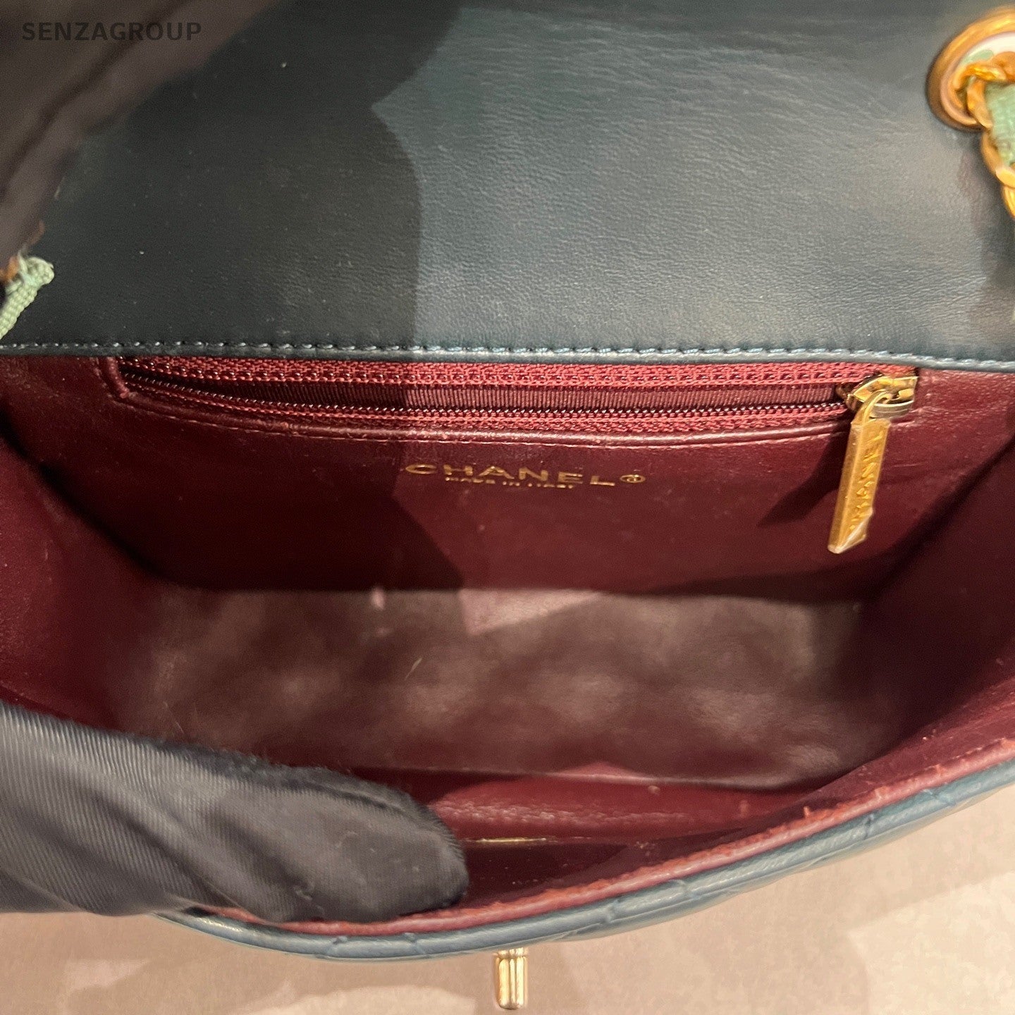 CHANEL Classic Flap Turquoise and navy blue combination Chain Shoulder bag Women
