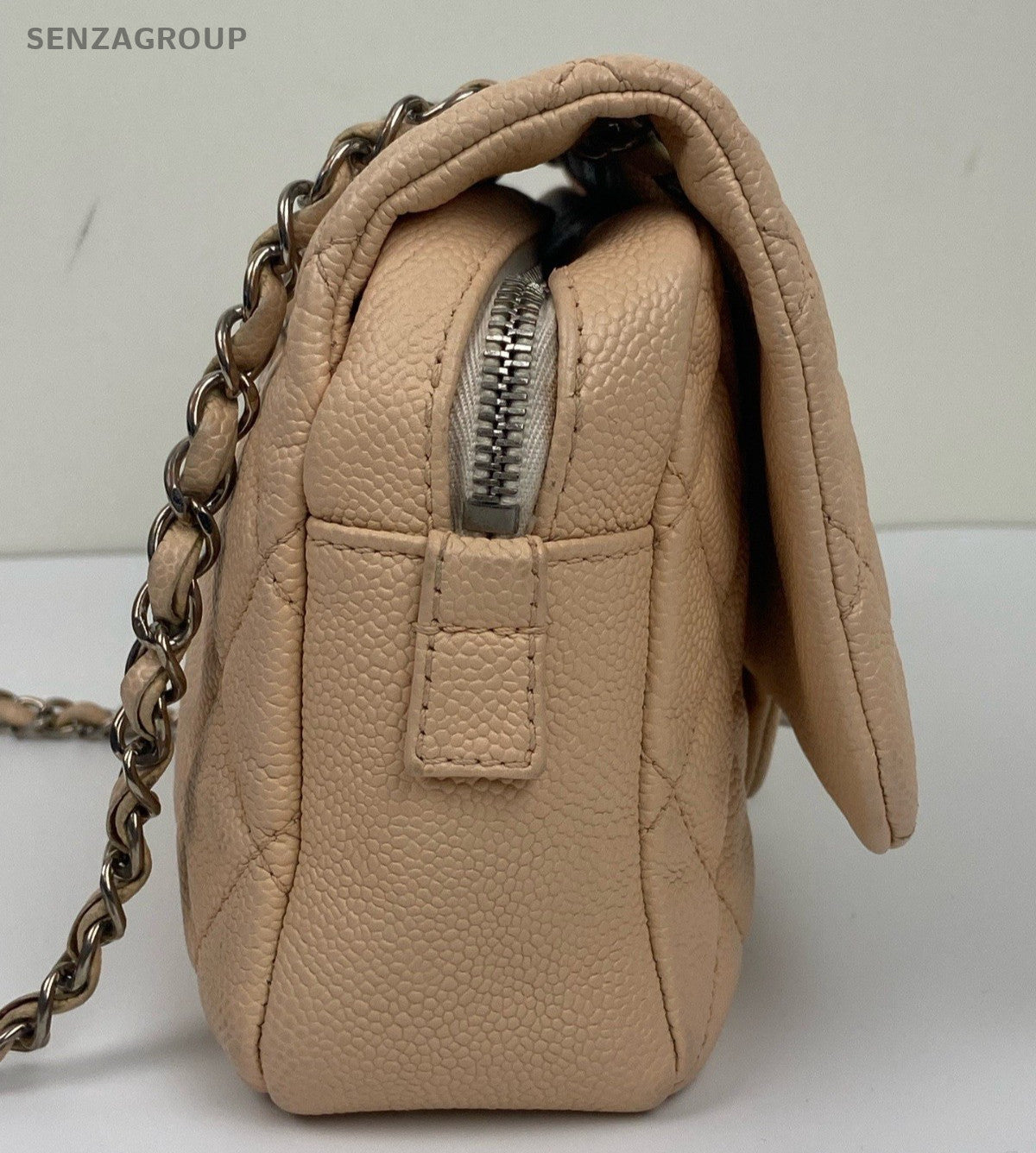 Chanel Classic Flap Easycoco Chain Shoulder Bag Crossbody Beige Silver Women