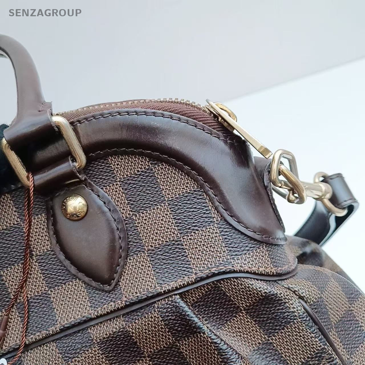 Louis Vuitton Trevi Damier Ebene Top Handle Shoulder Tote Brown Women Classic