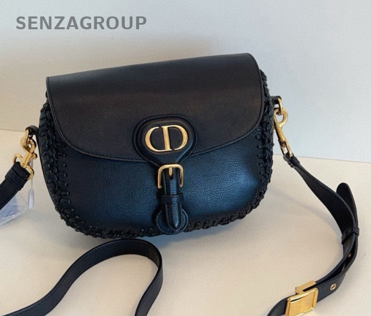 Christian Dior Bobby Frame MM Calfskin Shoulder bag Women Crossbody Black Gold