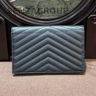 Saint Laurent Black Gold Caviar Envelope Chain Shoulder Crossbody Bag
