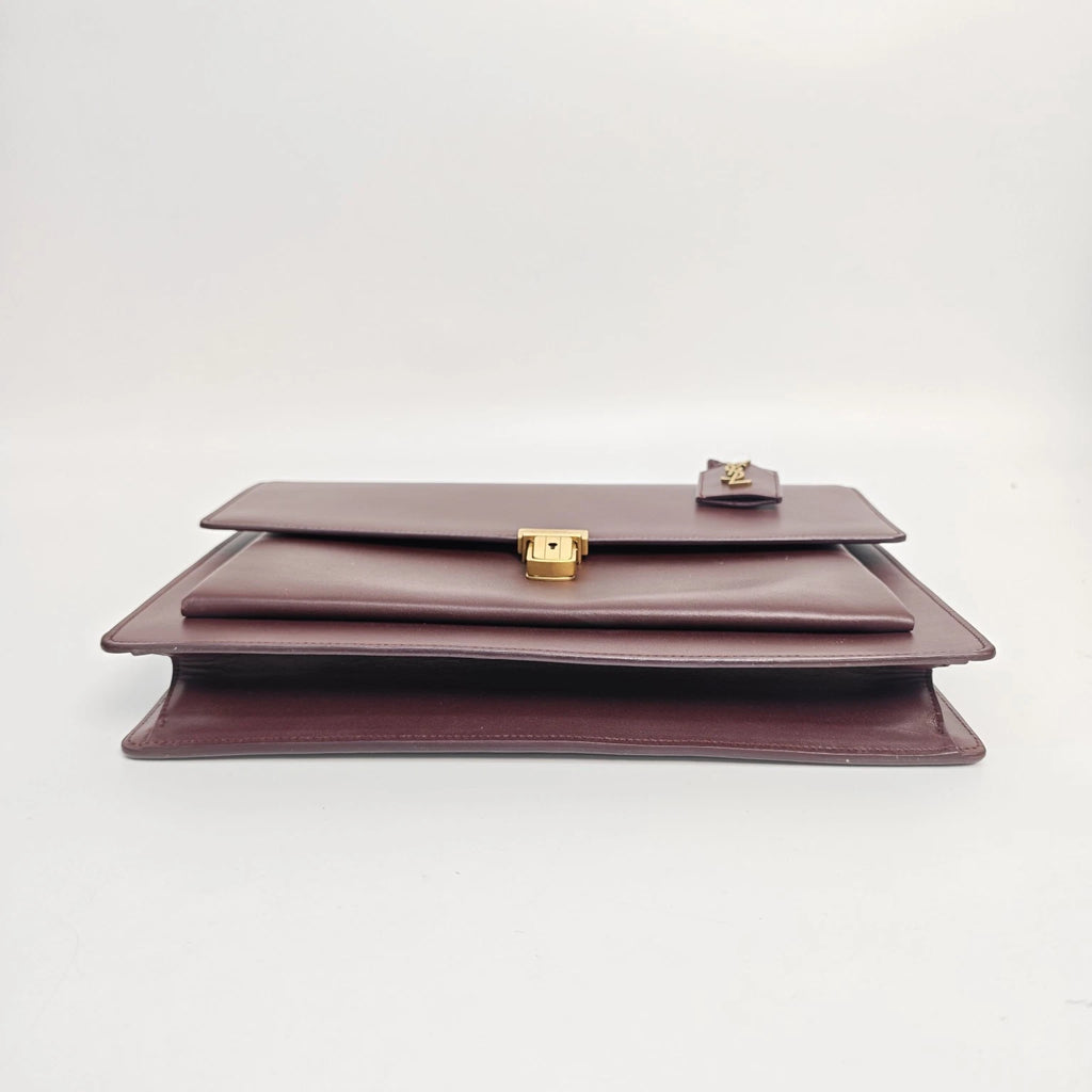 Saint Laurent Leather Burgundy Large College Shoulder Bag For Women
