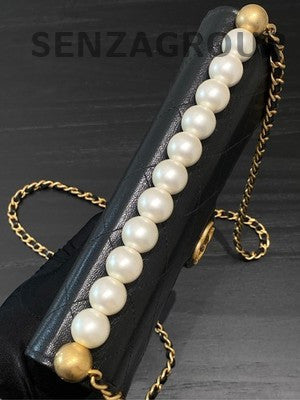 Chanel Black Gold Pearl WOC Chain Crossbody Bag - Classic Women's Fashion