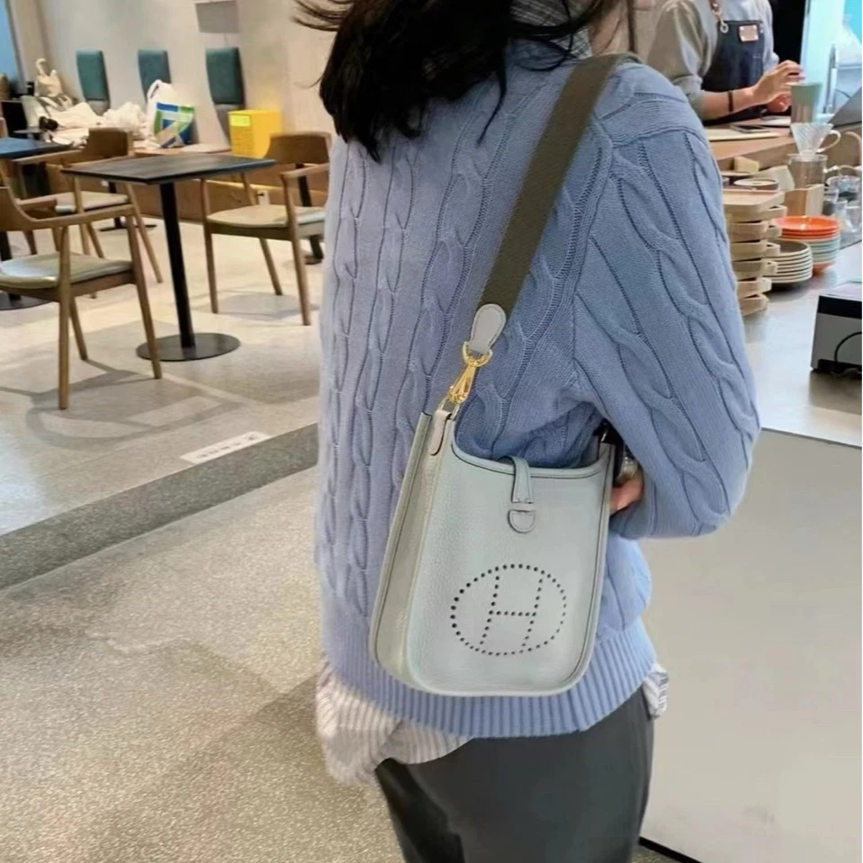 Hermes Mini Evelyne Blue Crossbody Shoulder Bag For Women