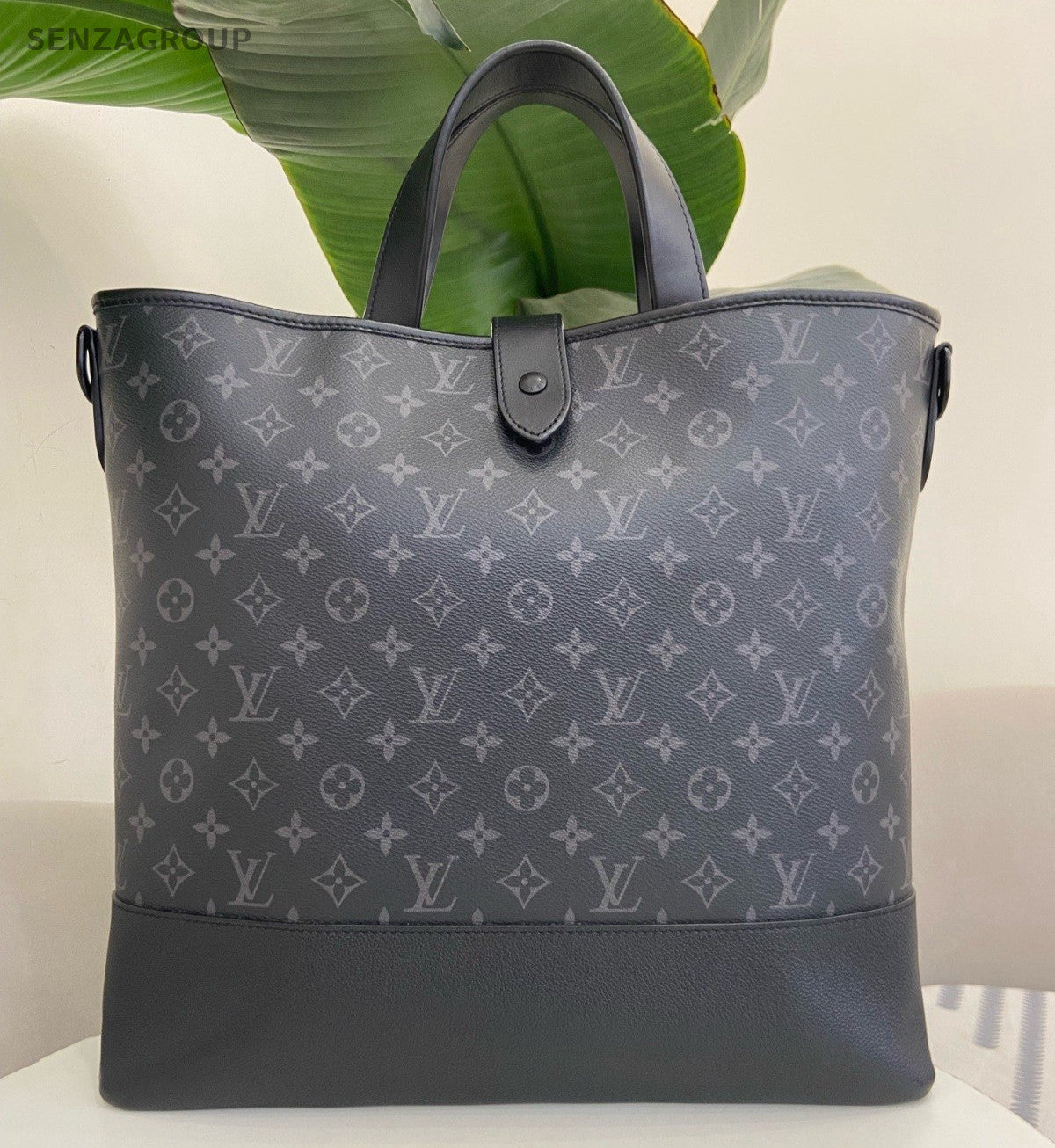 Louis Vuitton Saumur Tote Monogram Top Handle Bag Black Unisex Adults Classic