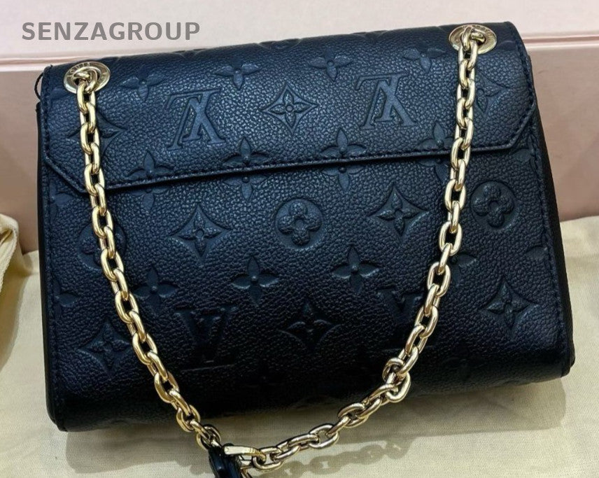 Louis Vuitton Vavin BB Calfskin Chain Shoulder Bag Black Gold Women Classic